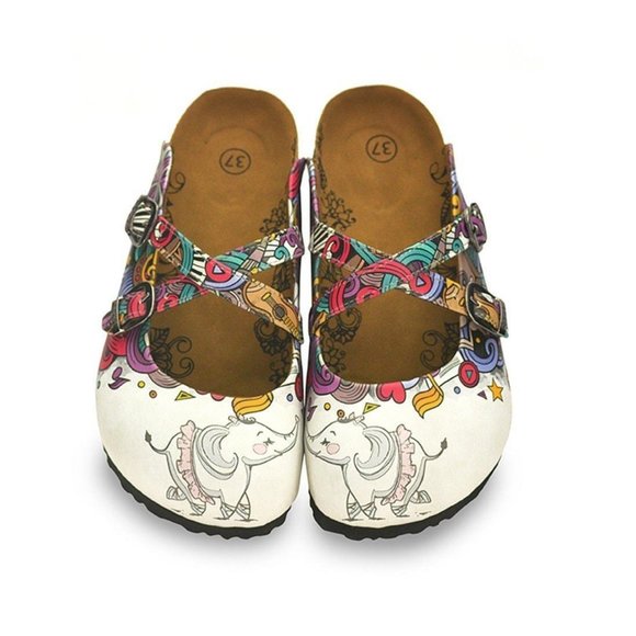 Goby Shoes - SOLD OUT - Goby Shoes - White Elephant Cross-Strap Clogs